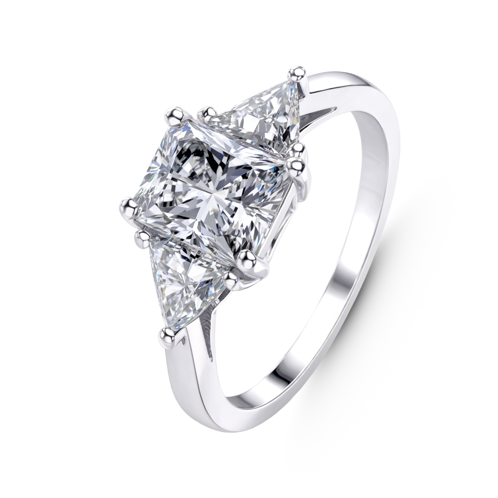 3CT Solitaire 3-Stone Moissanite Ring