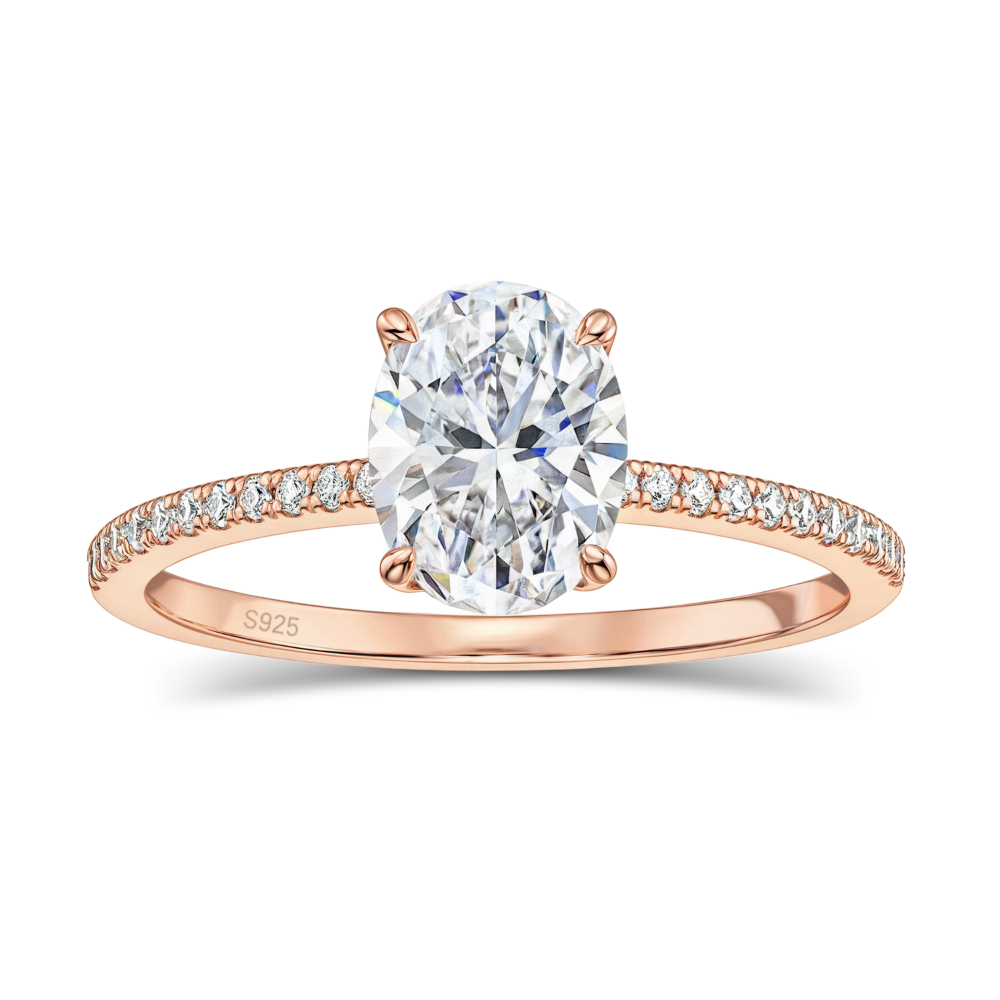 3CT Oval Cut Rose Gold Moissanite Ring