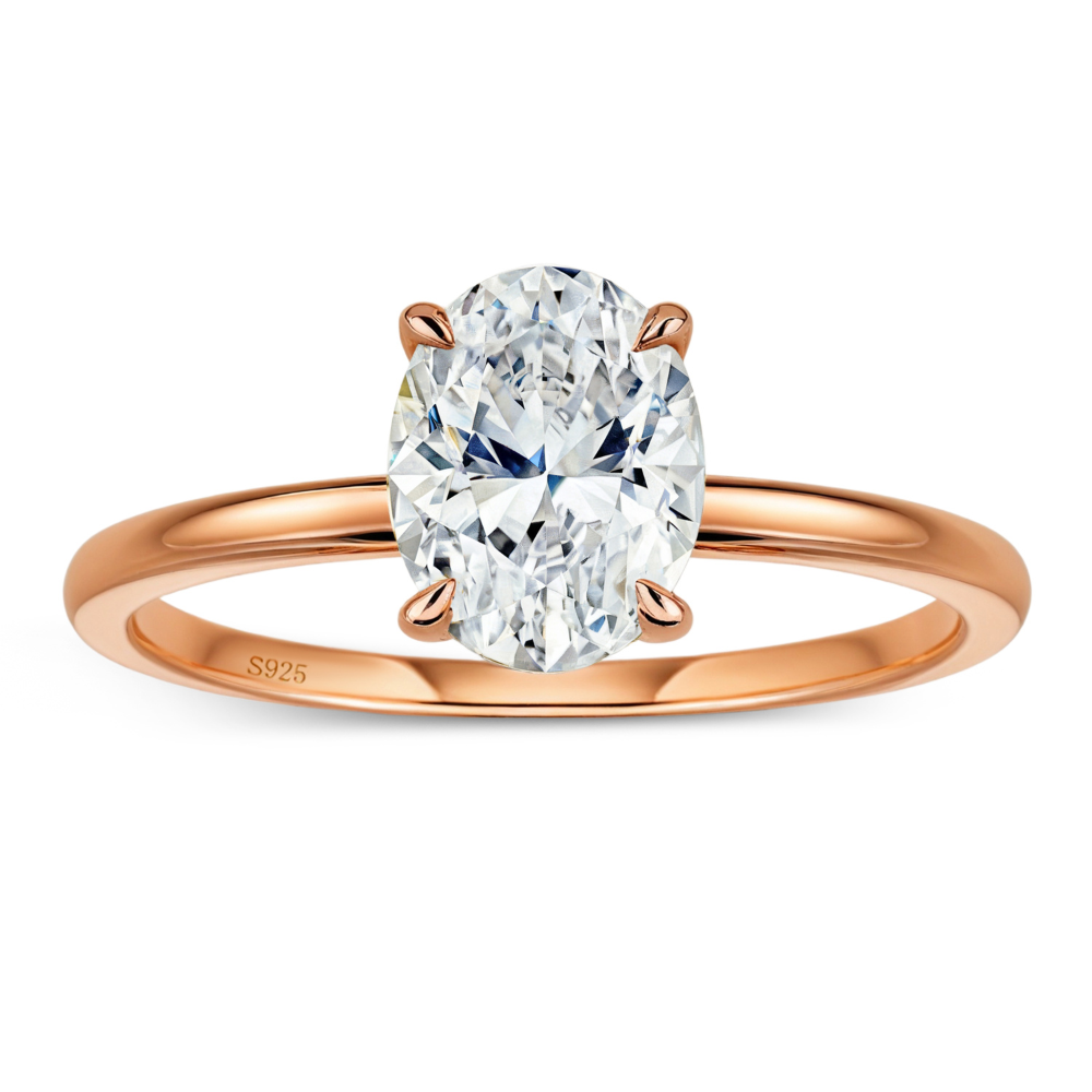 Oval Cut Rose Gold Solitaire Moissanite Ring