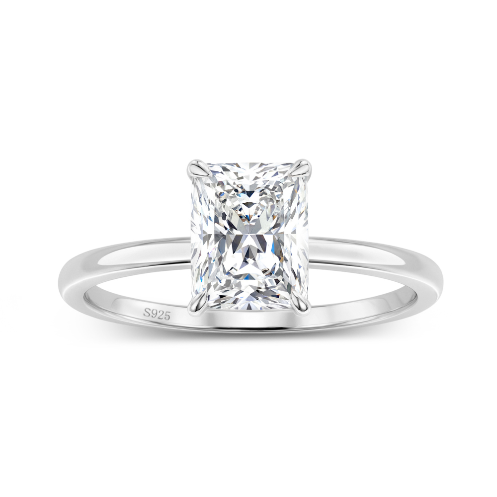 3CT Radiant Cut Solitaire Moissanite Ring