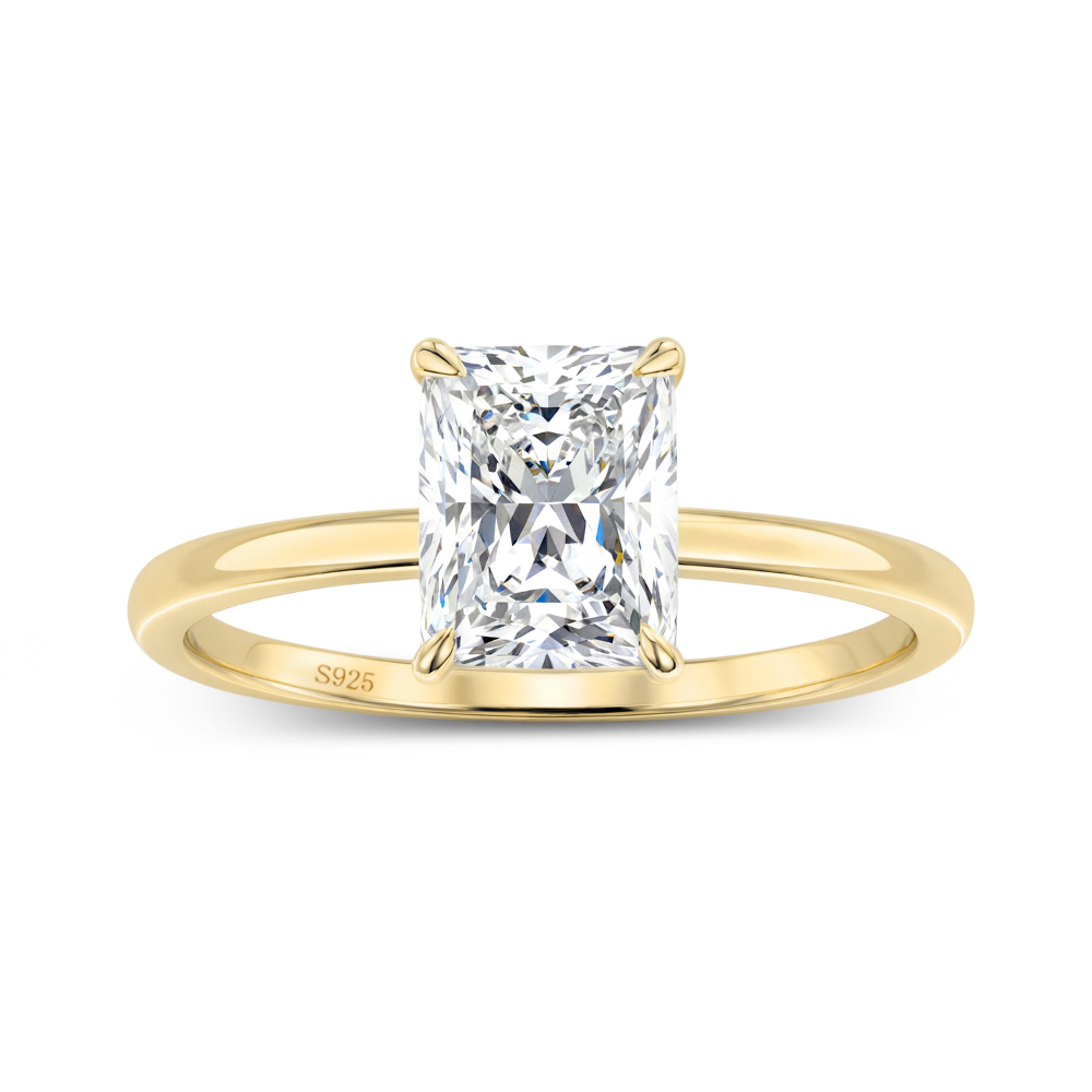 3CT Radiant Cut Solitaire Moissanite Ring