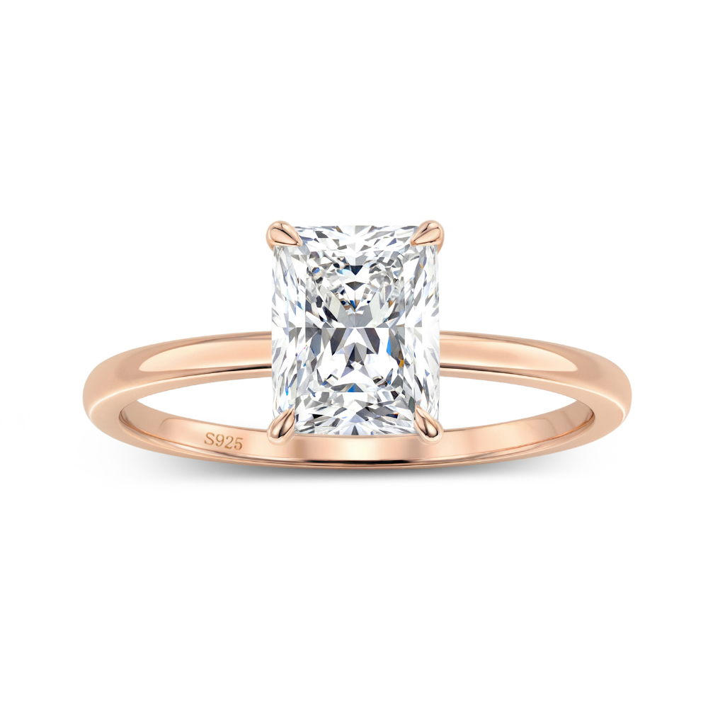 3CT Radiant Cut Solitaire Moissanite Ring