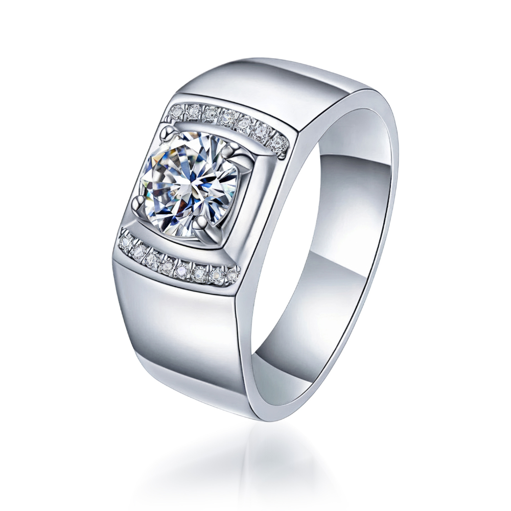 1CT Round Cut Men's Moissanite Ring