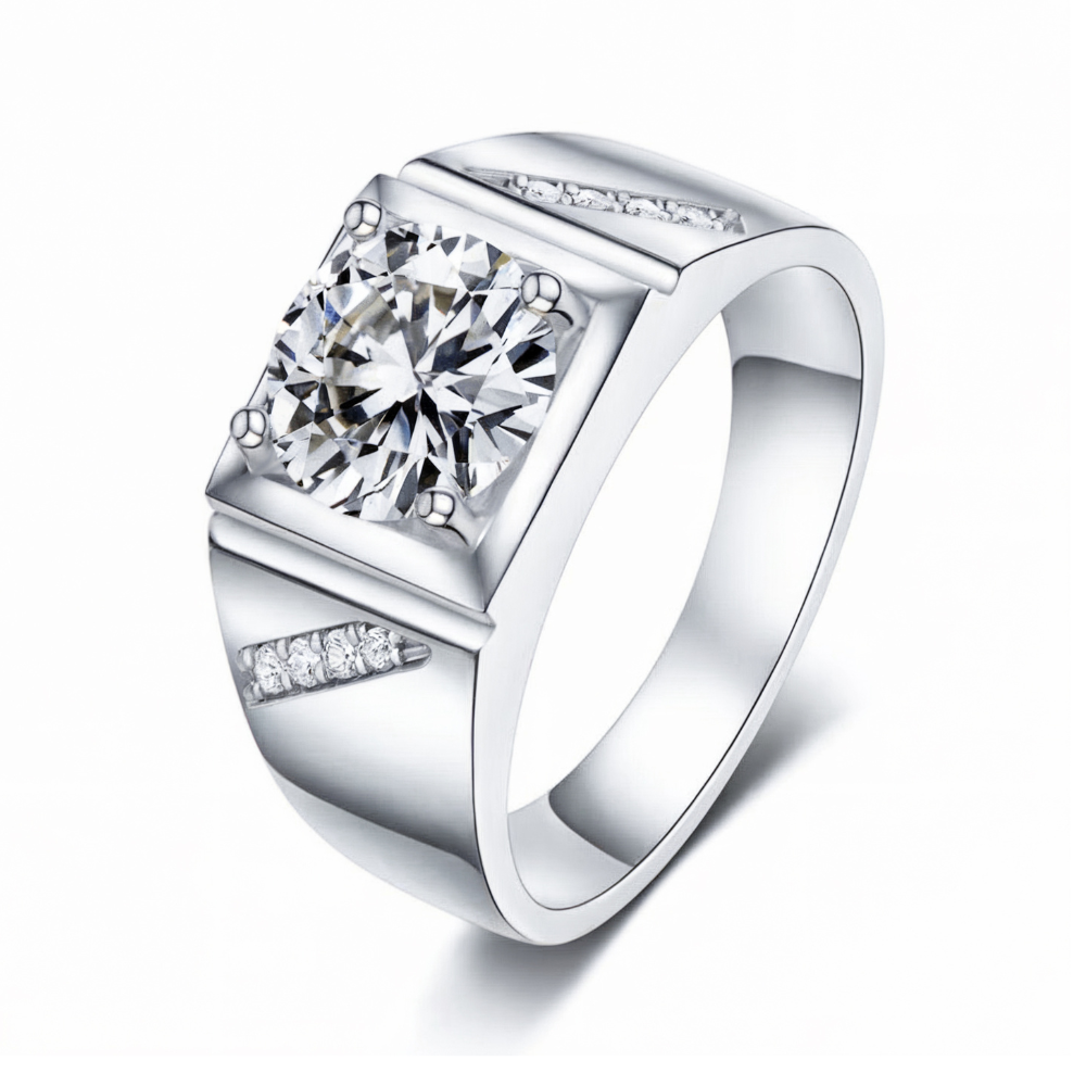 Pavé Accent Men's Moissanite Ring