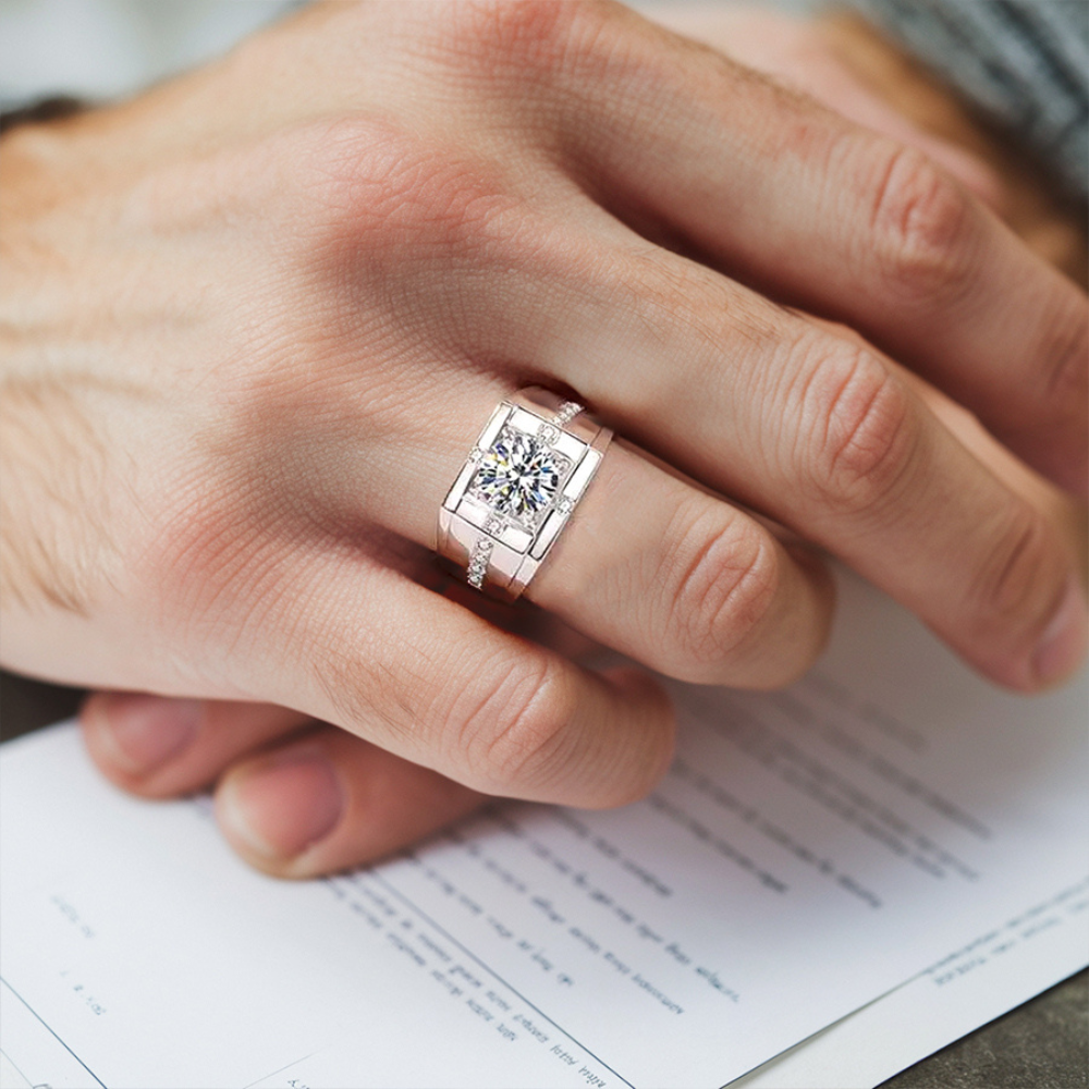 Anillo solitario de moissanita de corte radiante de 5 quilates