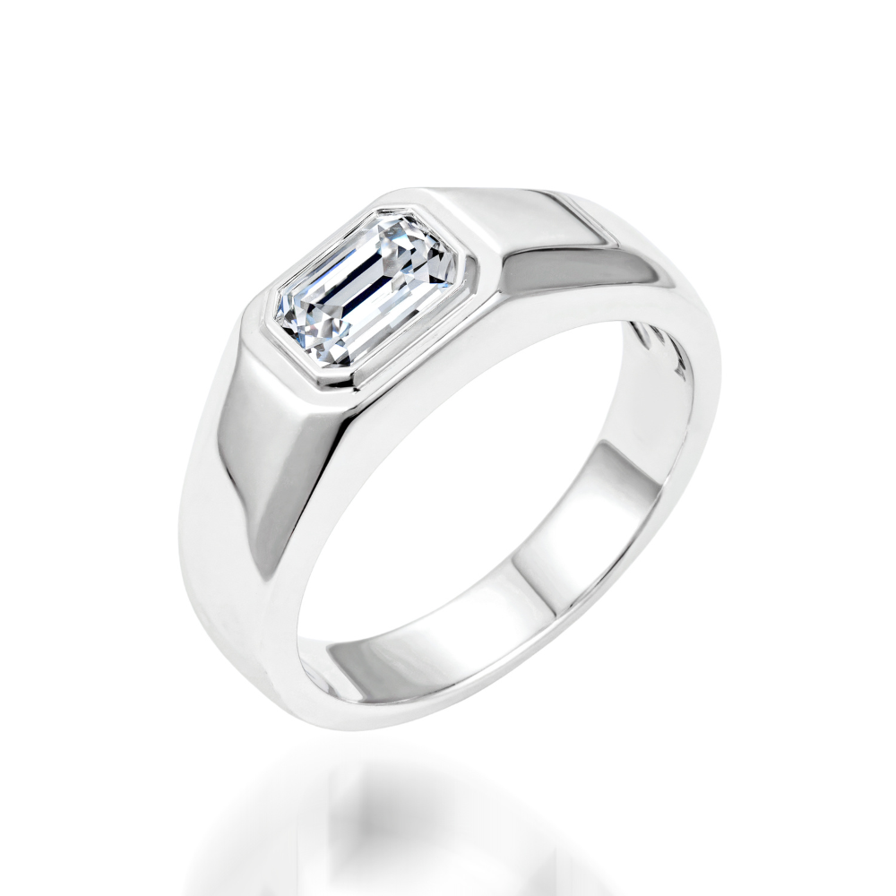 Minimal Bezel Set Men's Moissanite Ring