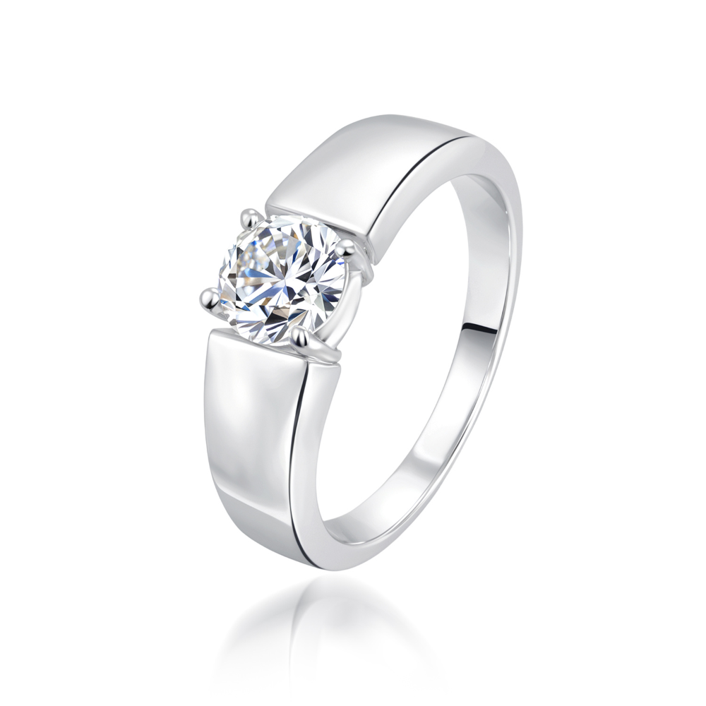 Round Cut Solitaire Men's Moissanite Ring