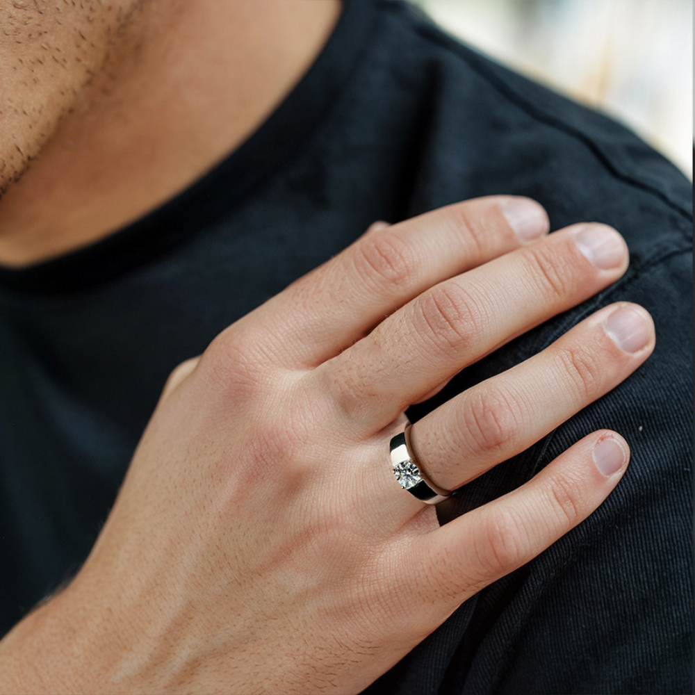 Anillo solitario de moissanita de corte radiante de 5 quilates