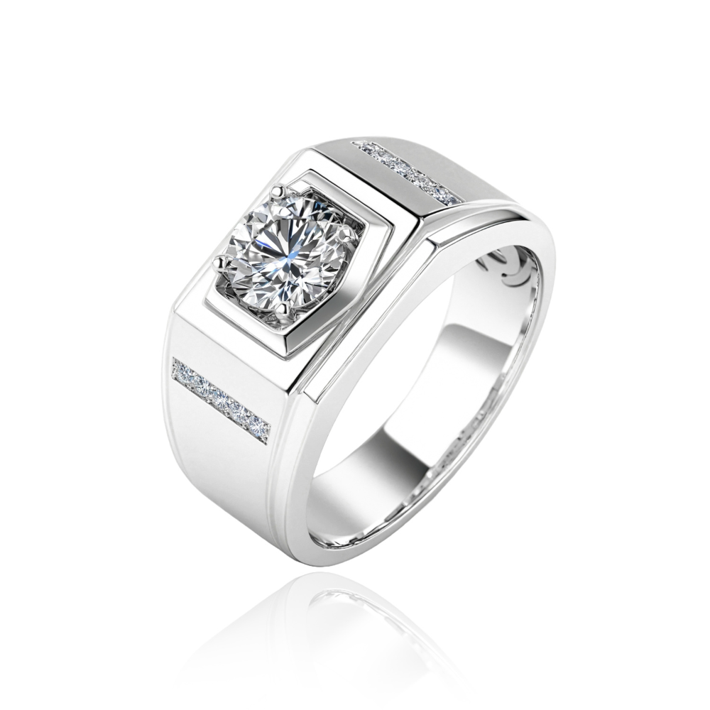 1CT Round Cut Men's Moissanite Wedding Band