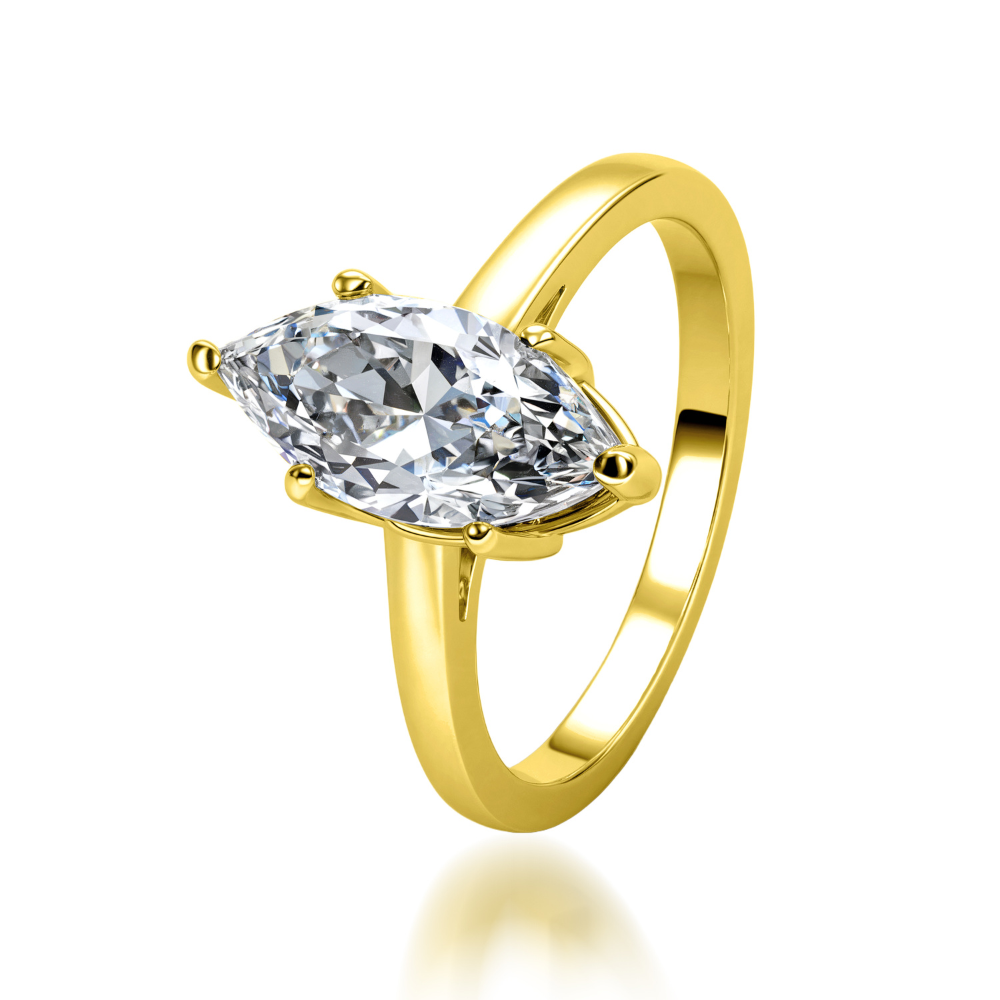 1CT Marquise Cut Moissanite Ring —18K Gold Vermeil