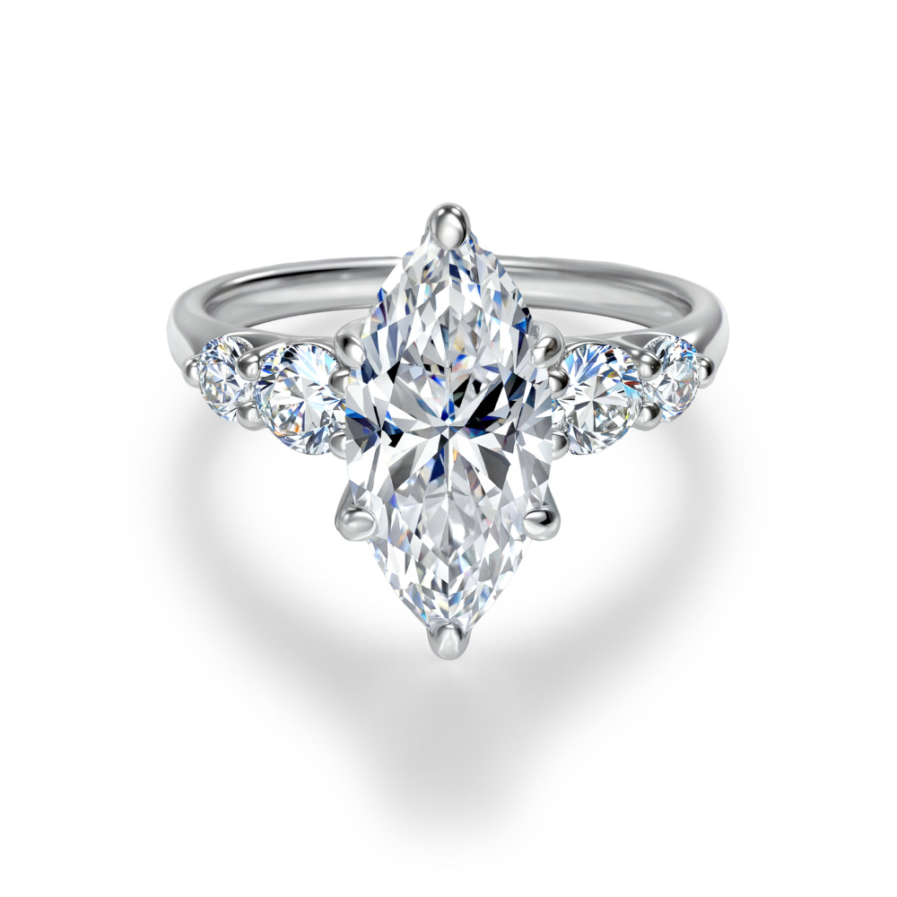 3CT Marquise Cut Moissanite Ring