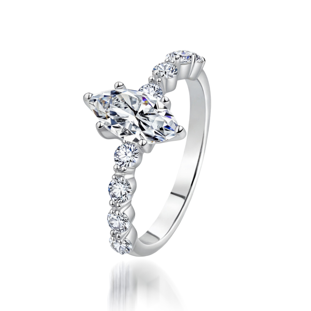 1CT Half Eternity Marquise Moissanite Ring