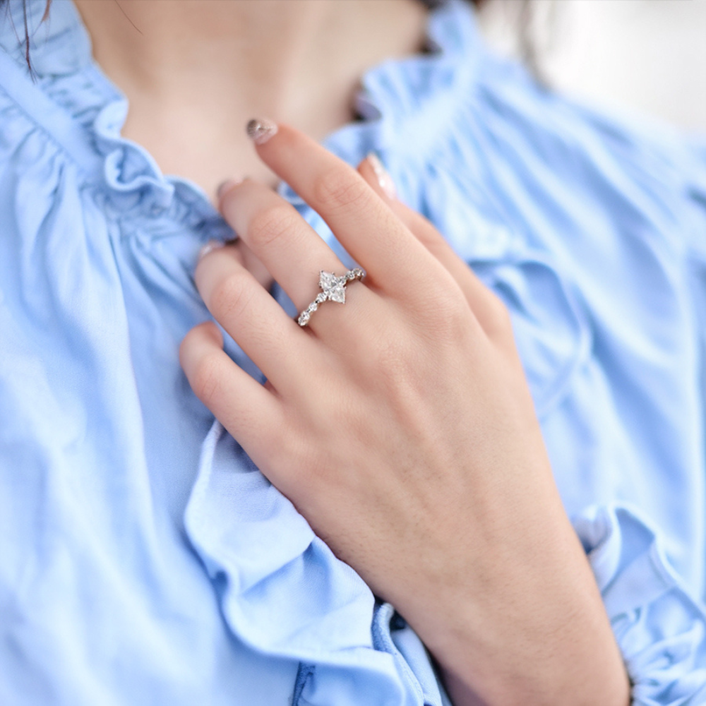 1CT Half Eternity Marquise Moissanite Ring