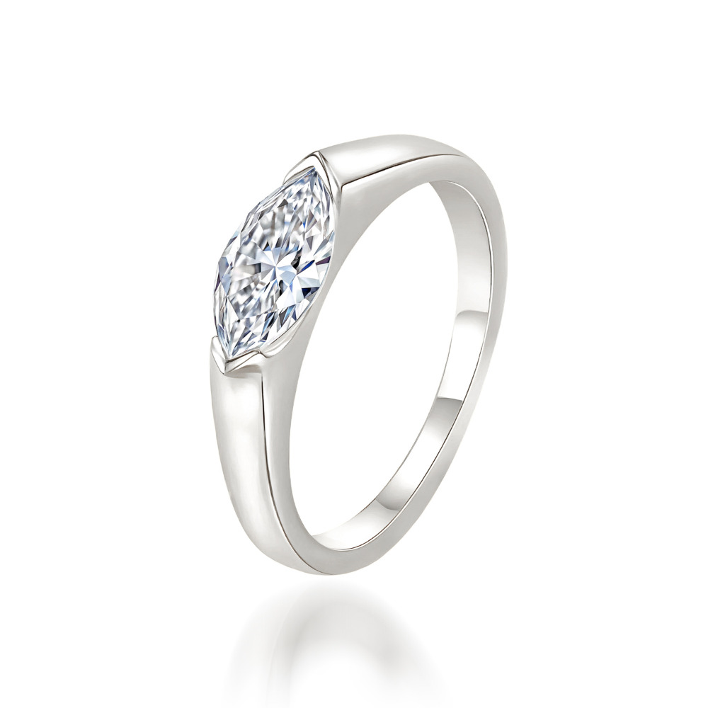 East-West Bezel 1CT Marquise Moissanite Ring