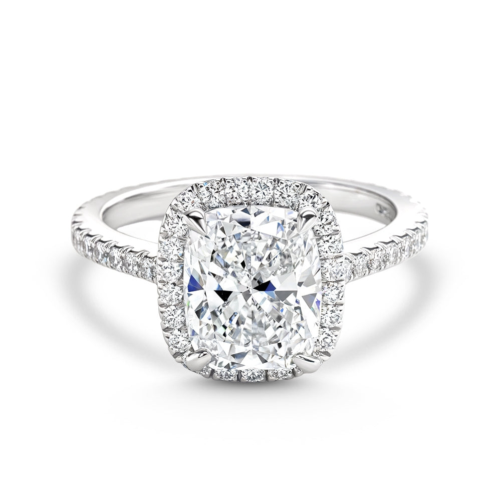 4CT Cushion Cut Halo Moissanite Ring