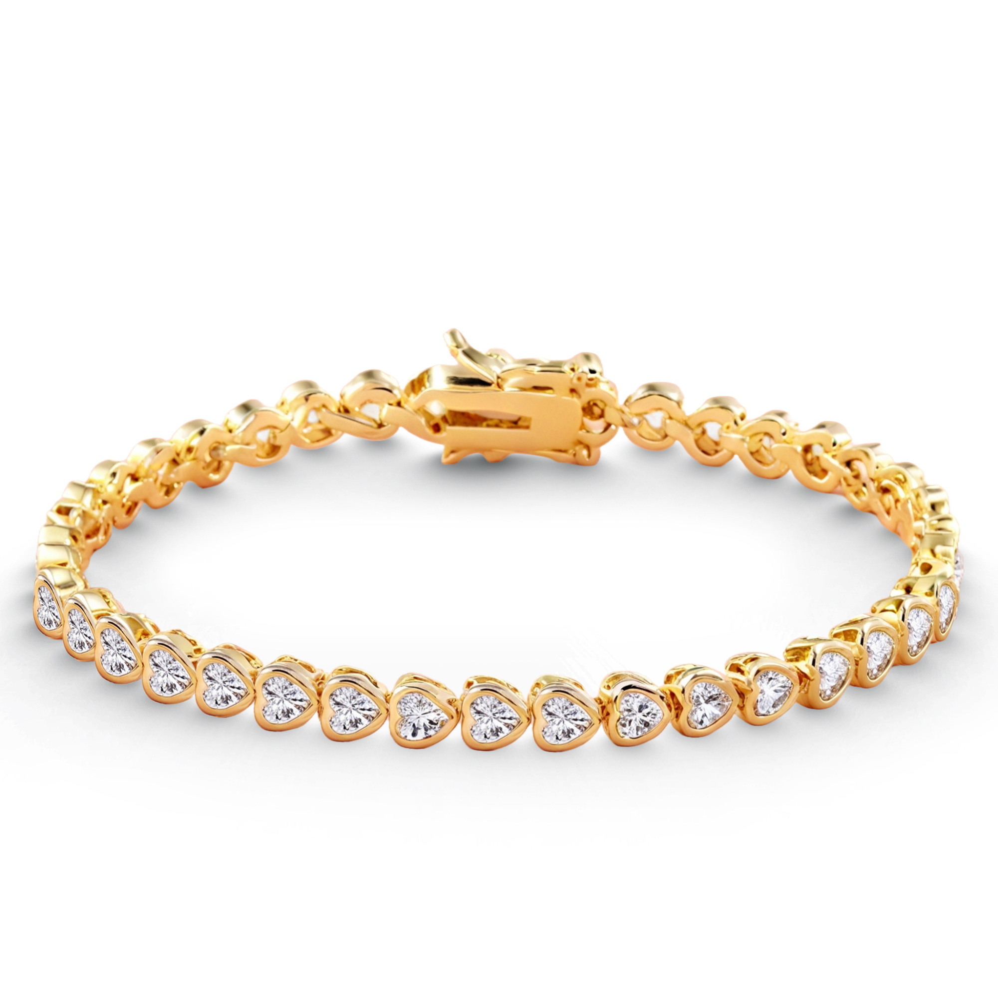 Pulsera de tenis con corazón dorado