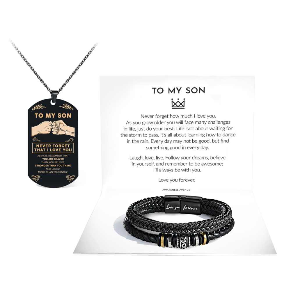 To My Son | Love You Forever | Necklace & Bracelet Gift Bundle