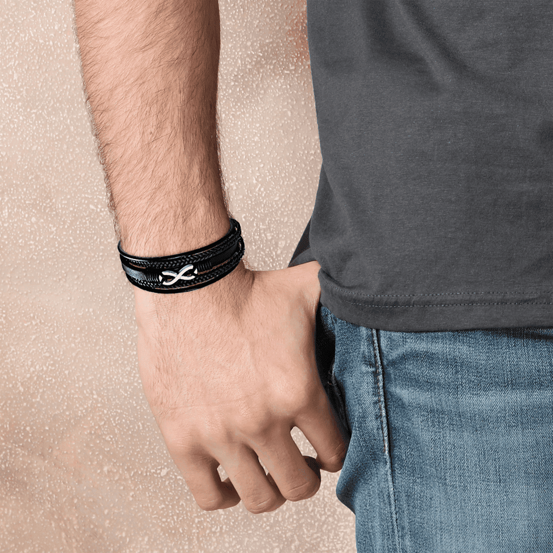 To My Grandson | I Will Always Be With You | Leather Bracelet