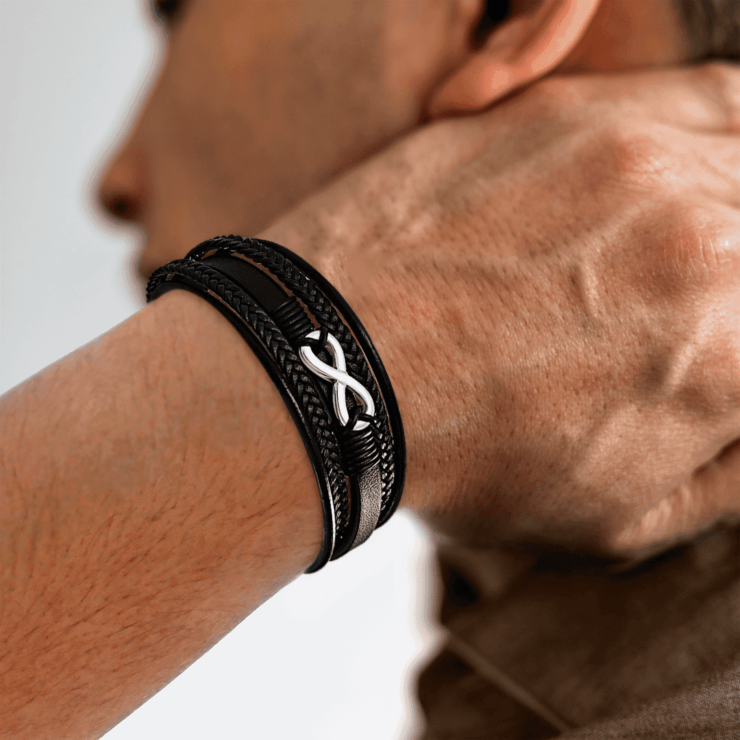 To My Grandson | I Will Always Be With You | Leather Bracelet