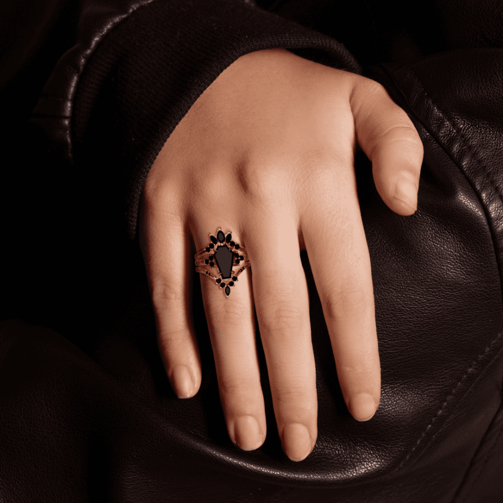 Twilight Mistress - Gothic Elegance Ring with Black Ethical Diamonds
