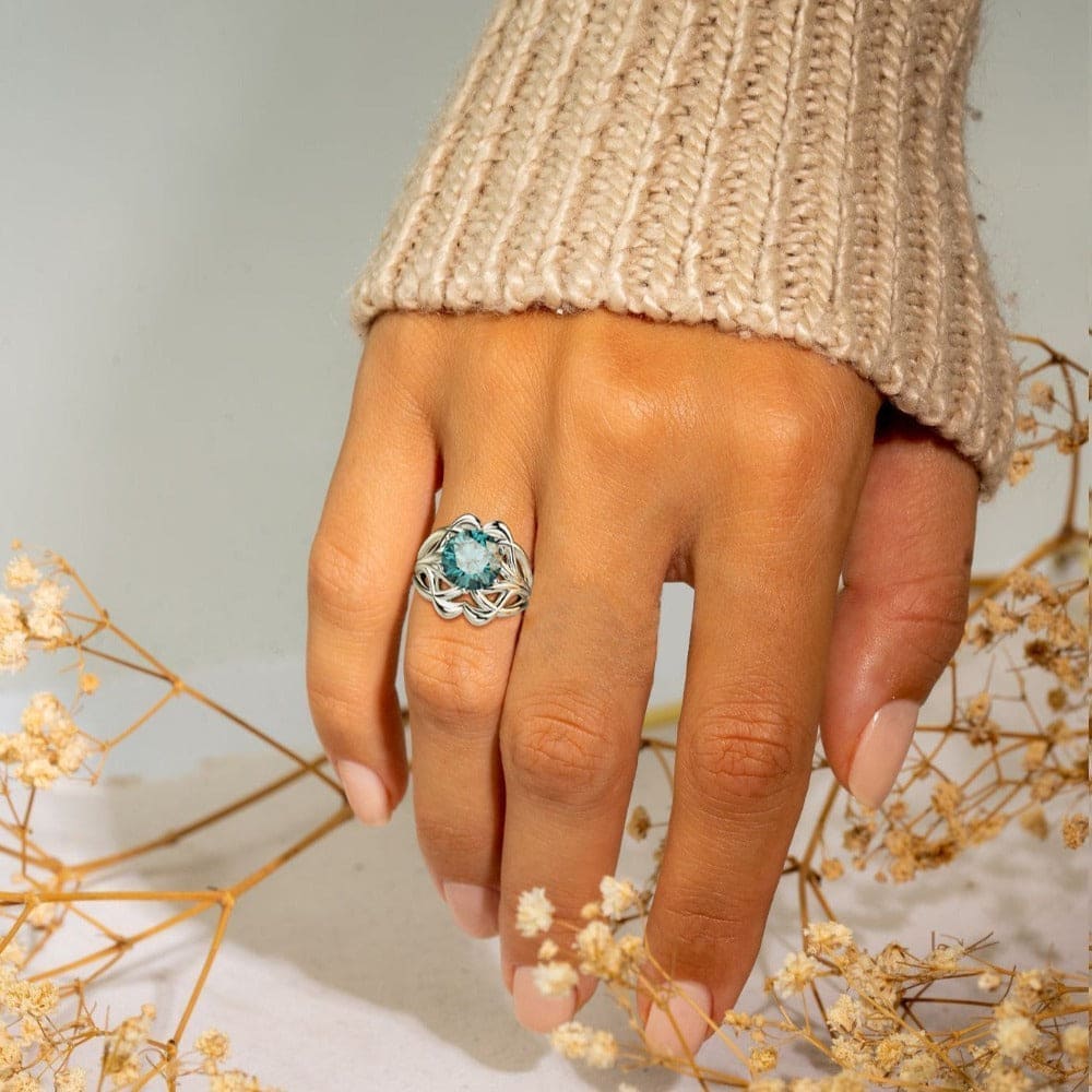 Azure Dream: Round-Cut Aquamarine Ring - S925 Sterling Silver