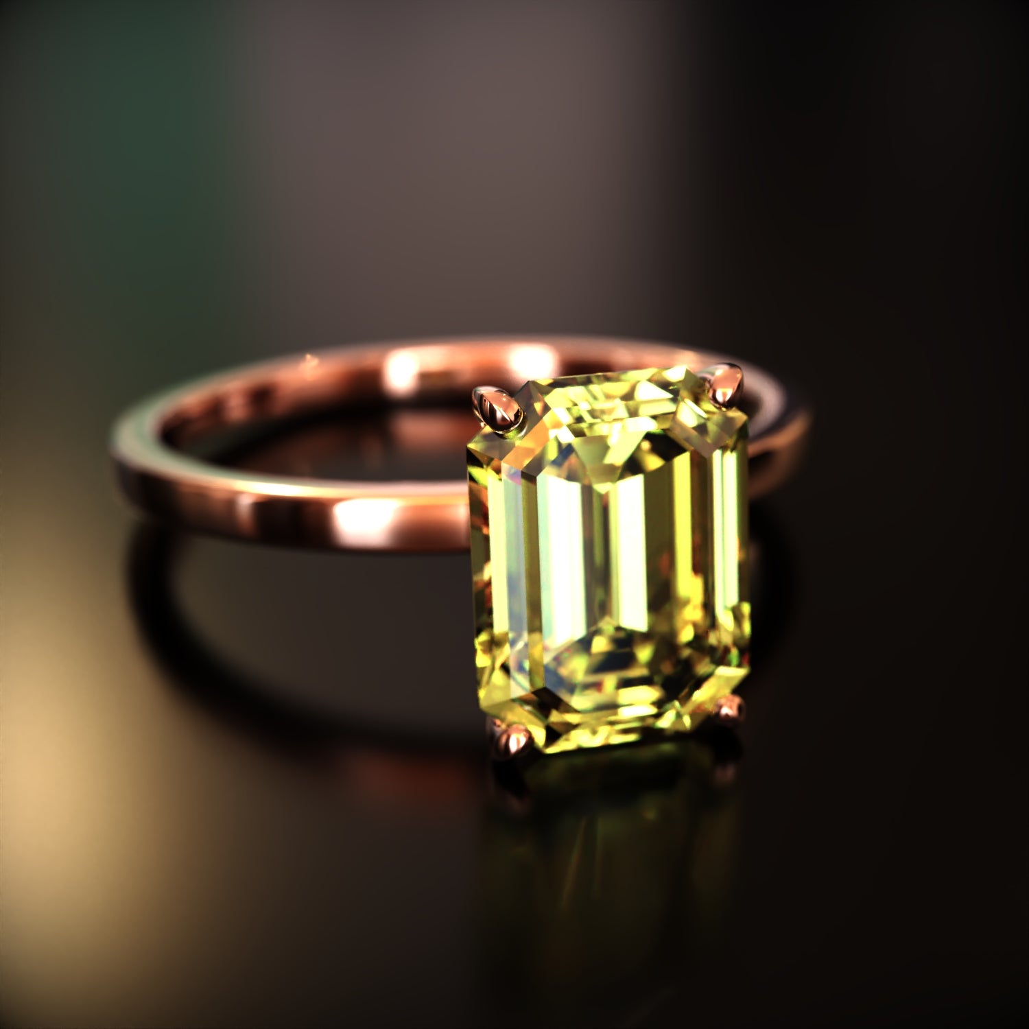 The Alexandria - Custom Emerald Cut Moissanite Ring