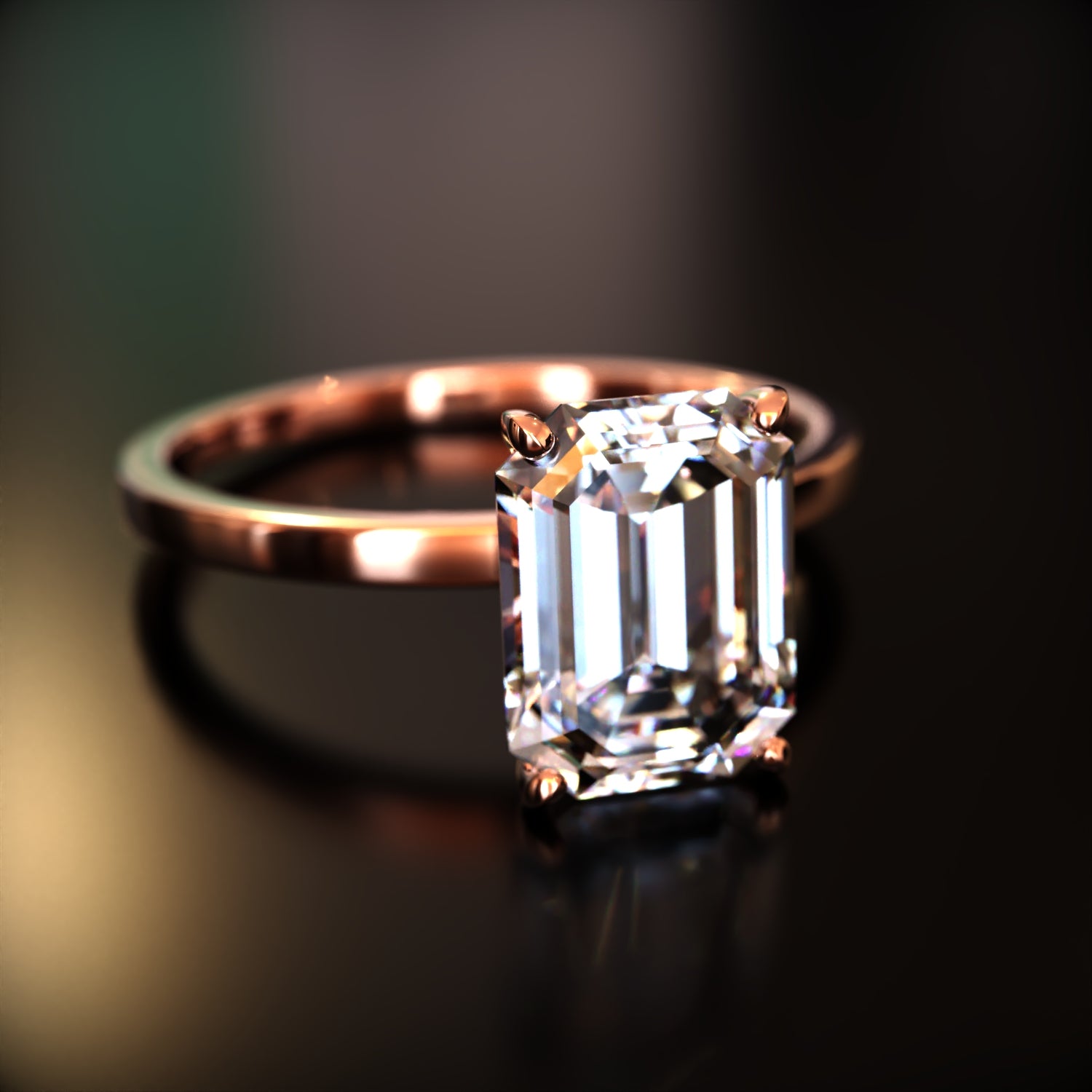 The Alexandria - Custom Emerald Cut Moissanite Ring