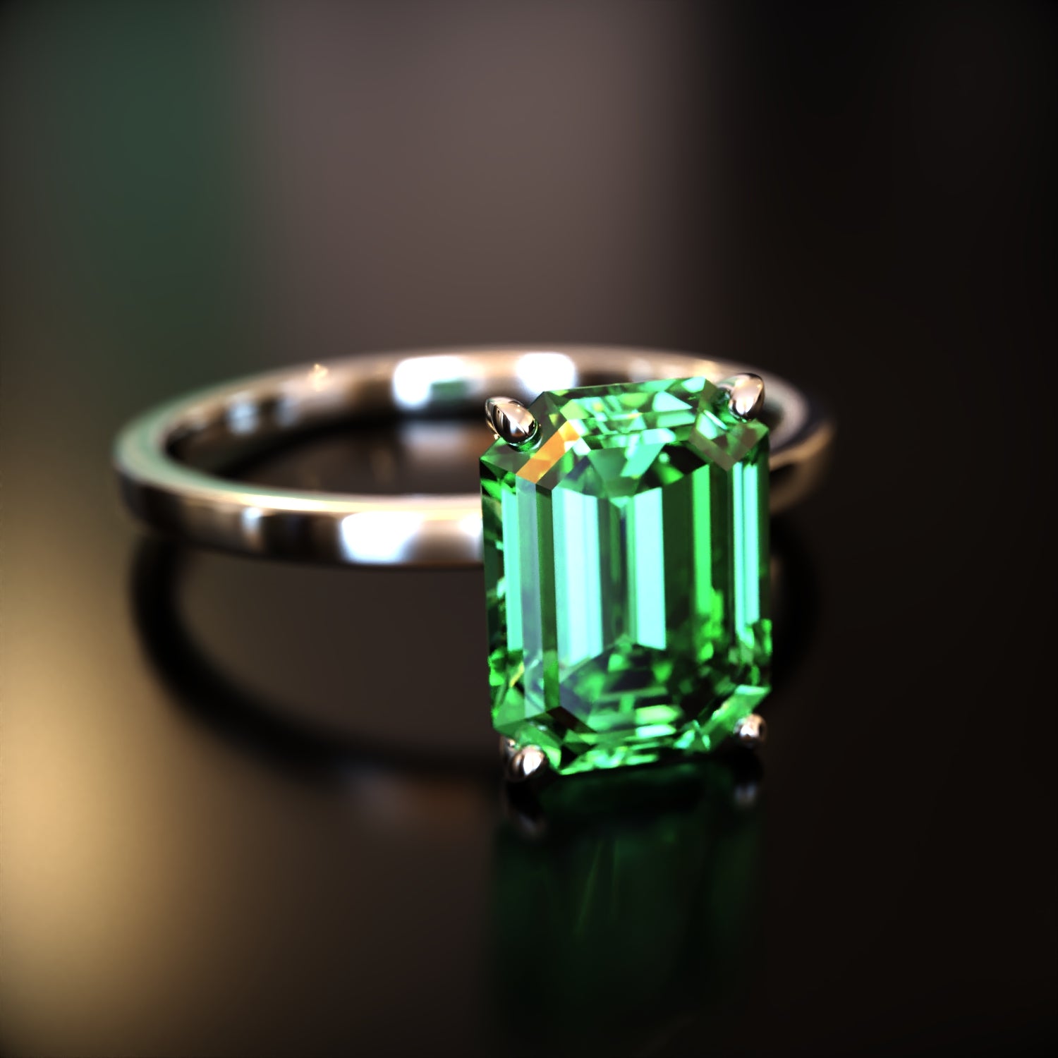 The Alexandria - Custom Emerald Cut Moissanite Ring