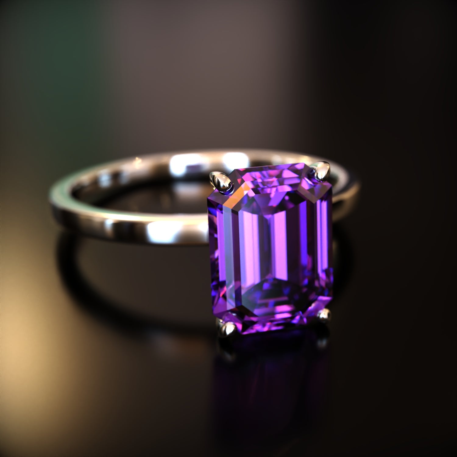 The Alexandria - Custom Emerald Cut Moissanite Ring