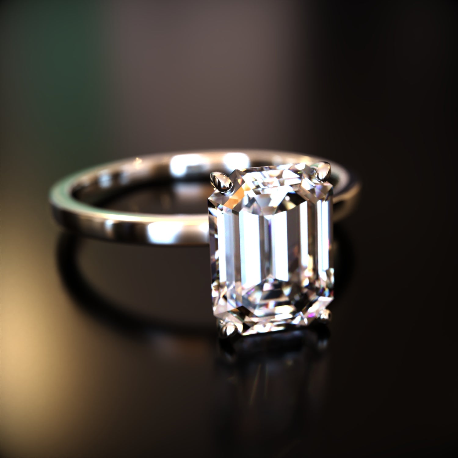 The Alexandria - Custom Emerald Cut Moissanite Ring