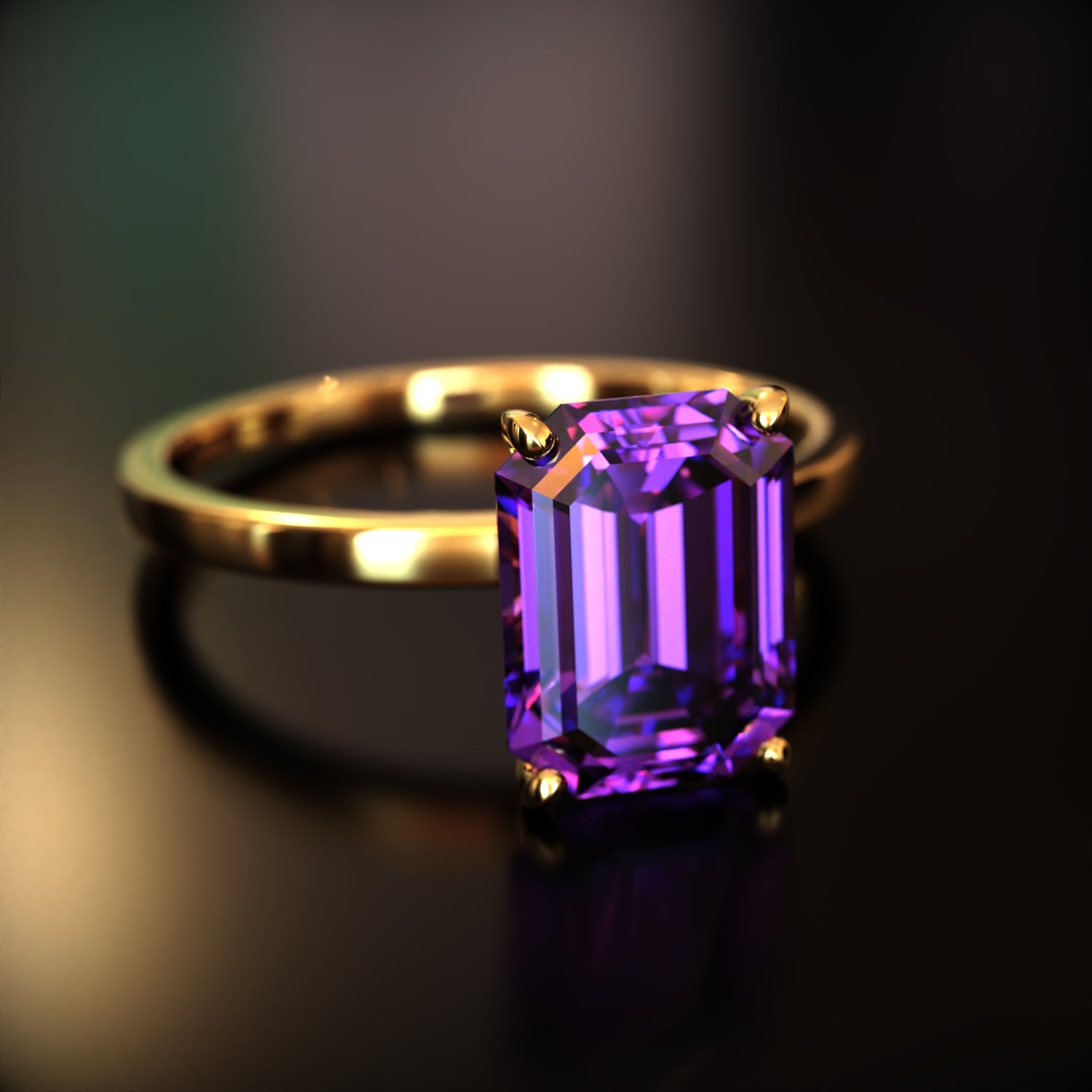 The Alexandria - Custom Emerald Cut Moissanite Ring