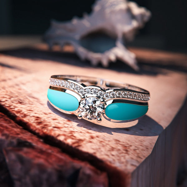 Blue Lagoon: 2 Piece Set Ring - S925 Sterling Silver