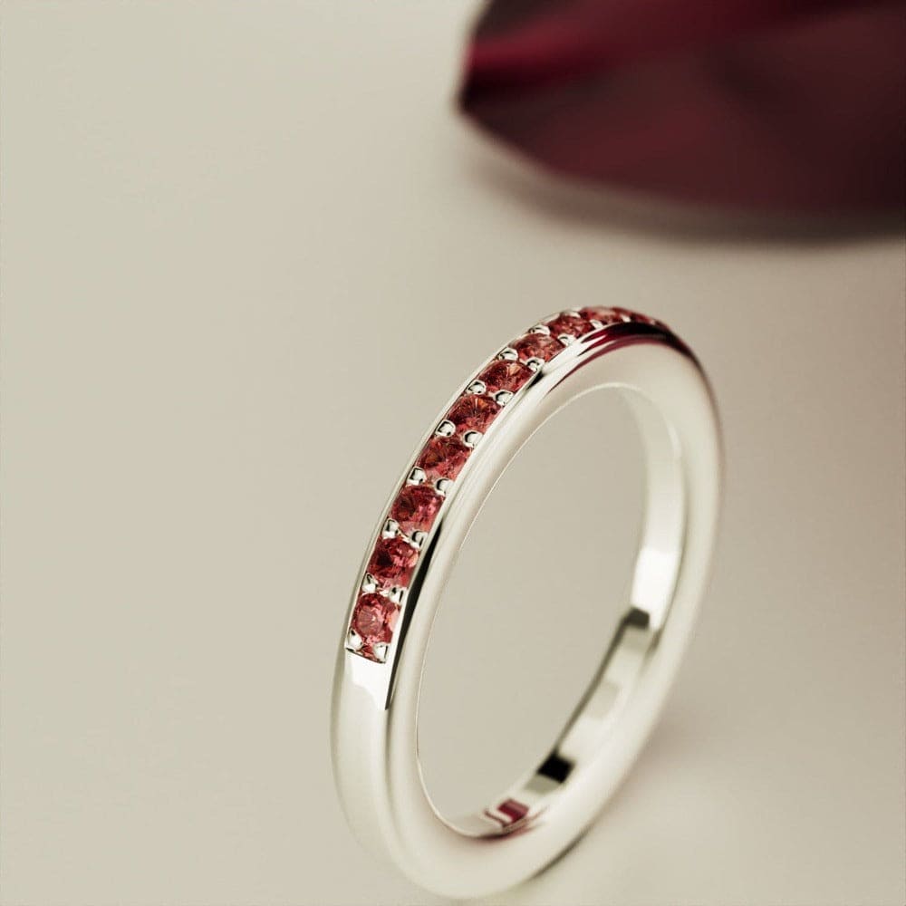 The Promise: Eternity Red Garnet Ring - S925 Sterling Silver