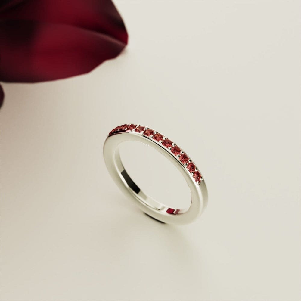 The Promise: Eternity Red Garnet Ring - S925 Sterling Silver