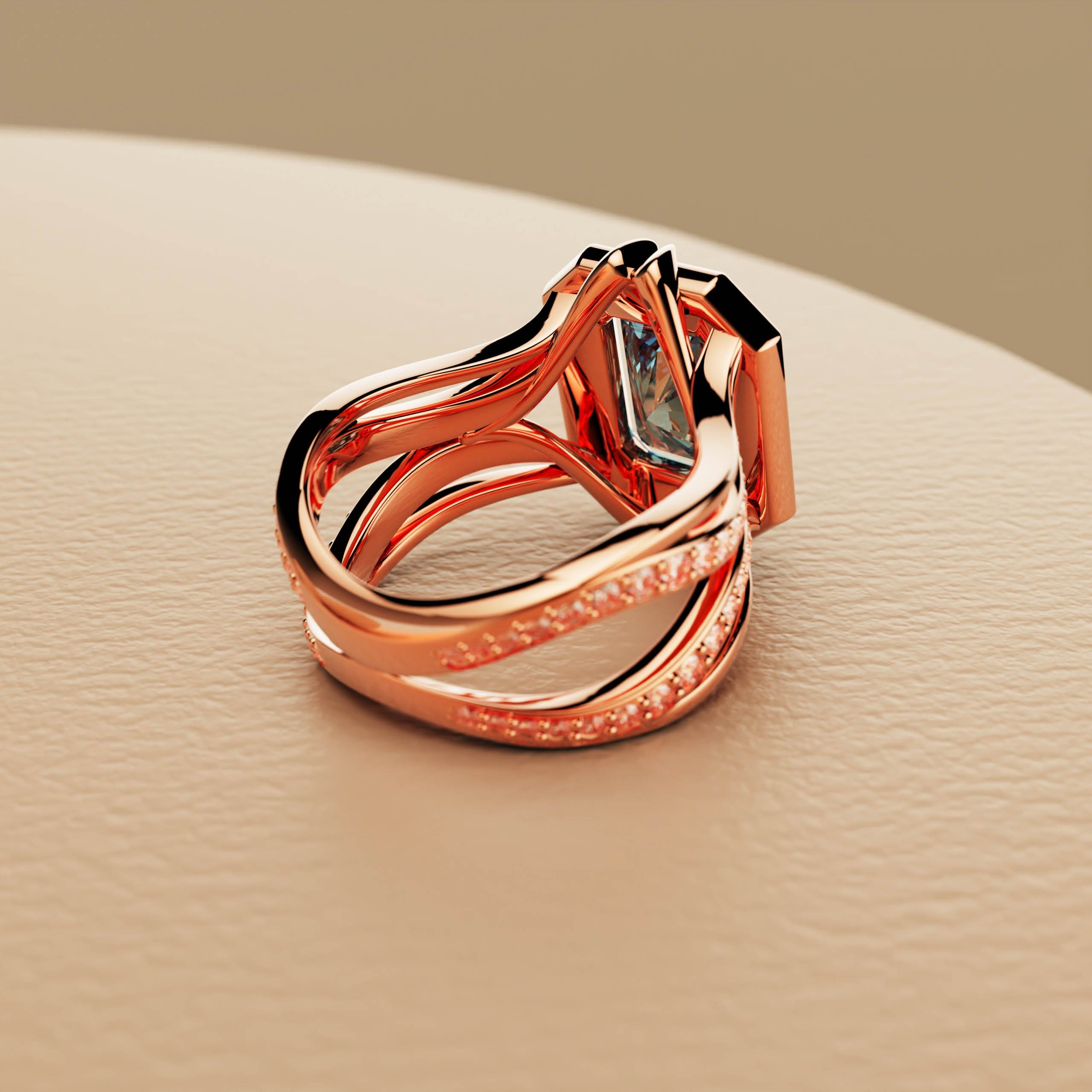 Elysian Glow: Emerald Cut Diamond Ring - 18K Rose Gold Vermeil