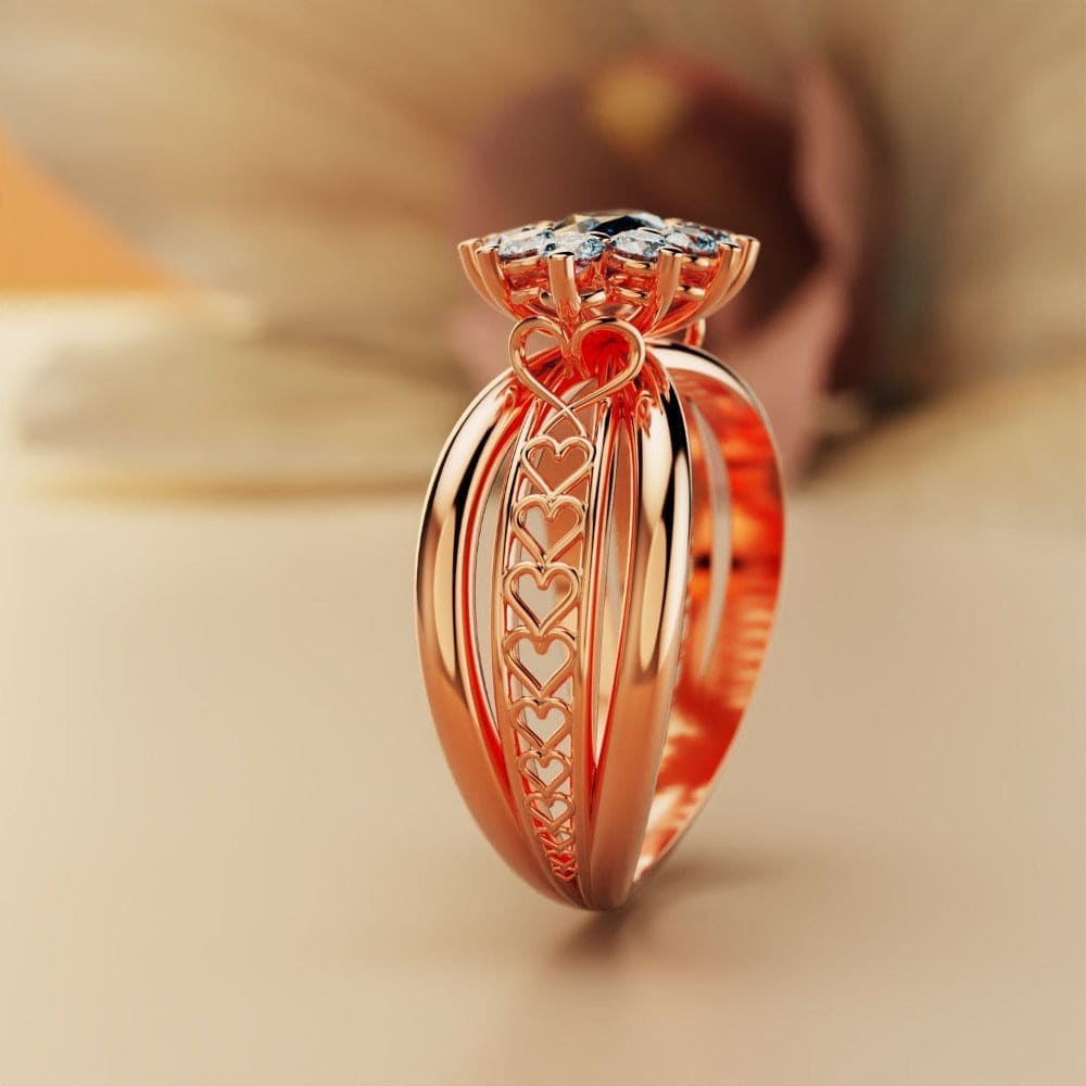 Marquise Brilliance: Gem Cluster Ring - 18K Rose Gold Vermeil