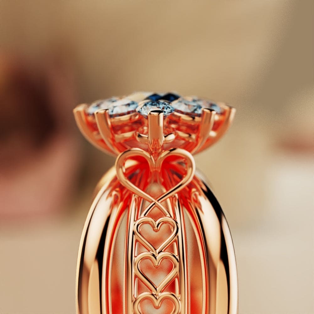 Marquise Brilliance: Gem Cluster Ring - 18K Rose Gold Vermeil