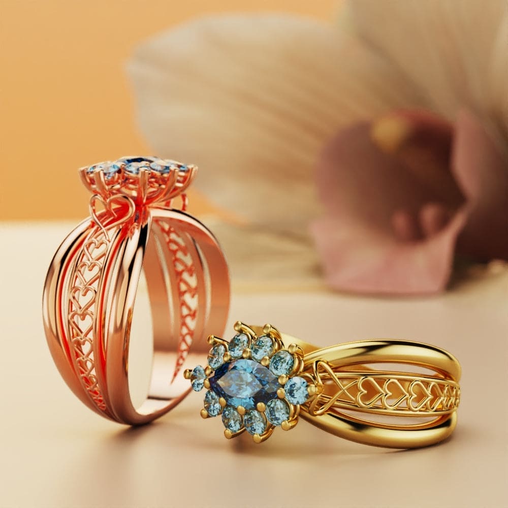 Marquise Brilliance: Gem Cluster Ring - 18K Rose Gold Vermeil