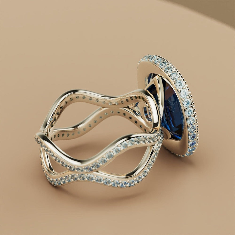 Sapphire Essence: Opal-Cut Infinity Ring - S925 Sterling Silver