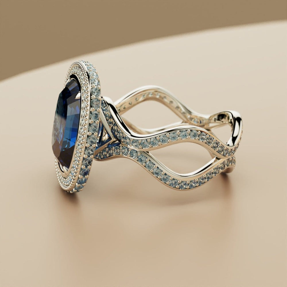 Sapphire Essence: Opal-Cut Infinity Ring - S925 Sterling Silver