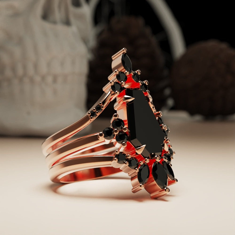 Twilight Mistress - Gothic Elegance Ring with Black Ethical Diamonds