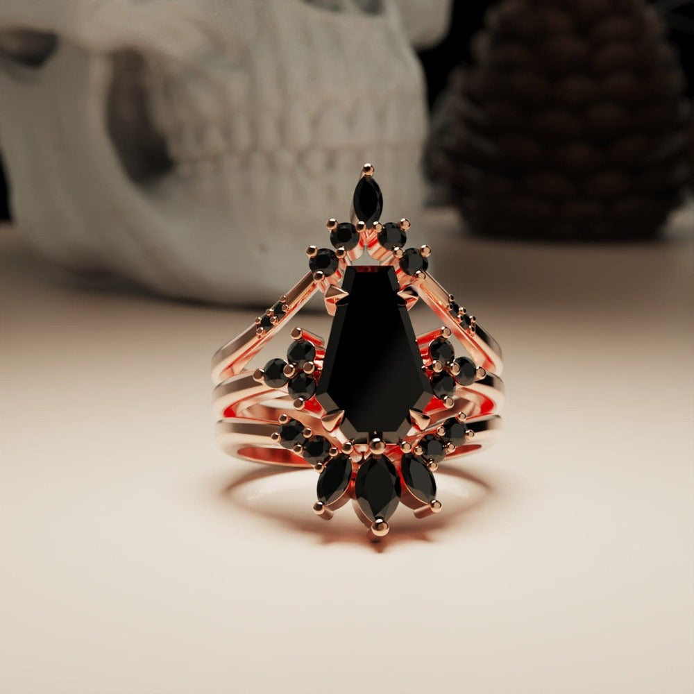 Twilight Mistress - Gothic Elegance Ring with Black Ethical Diamonds