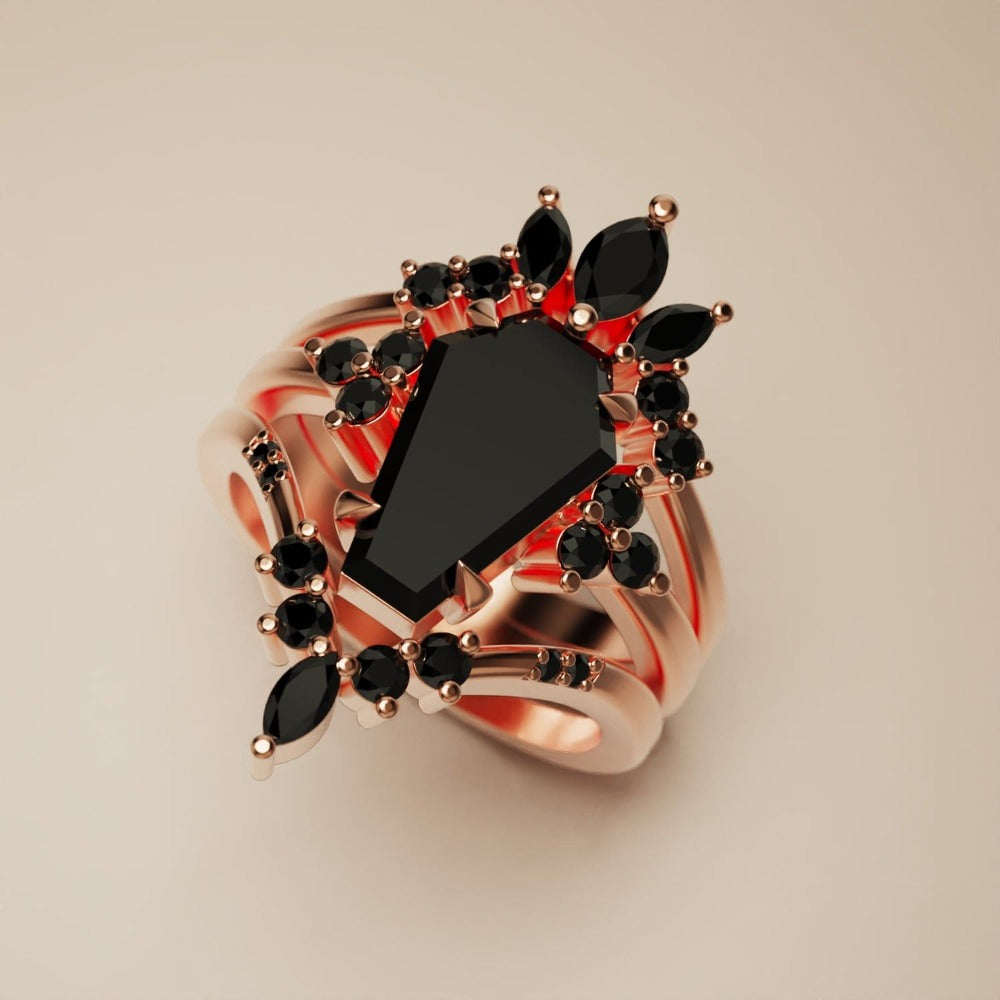 Twilight Mistress - Gothic Elegance Ring with Black Ethical Diamonds