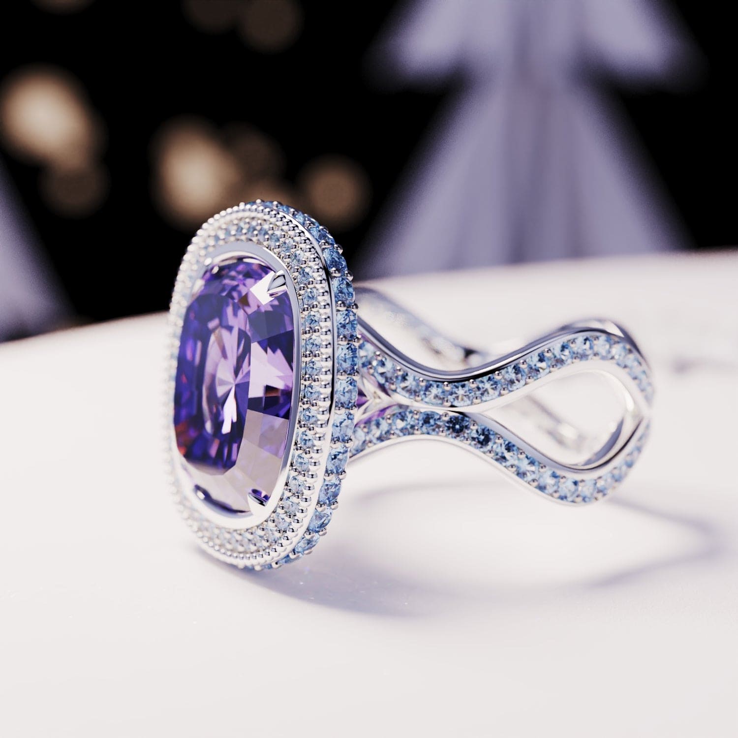 Amethyst Essence: Opal Cut Ethical Amethyst Ring - S925 Sterling Silver