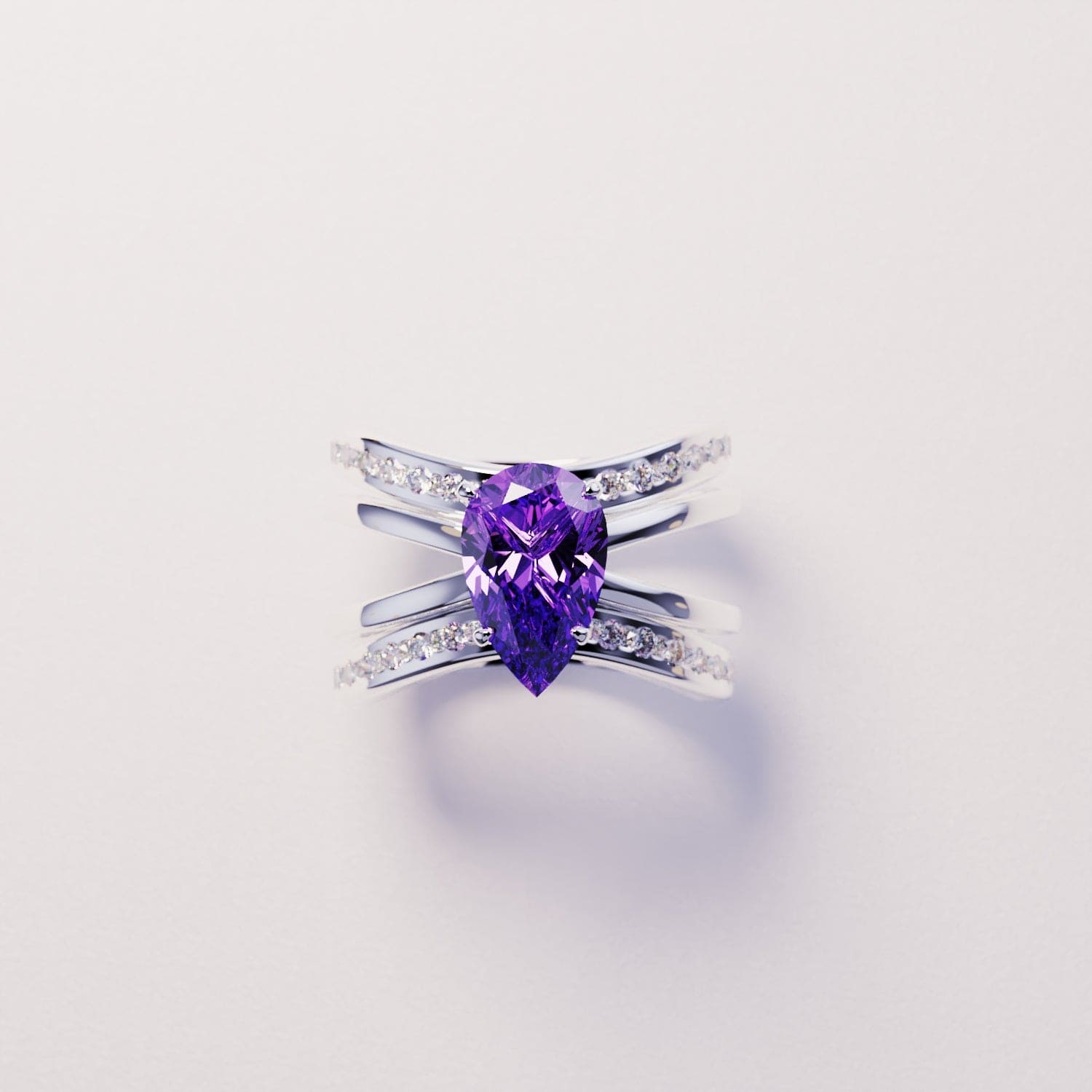 The Bride: Triple 3-In-1 Set Amethyst Ring - S925 Sterling Silver