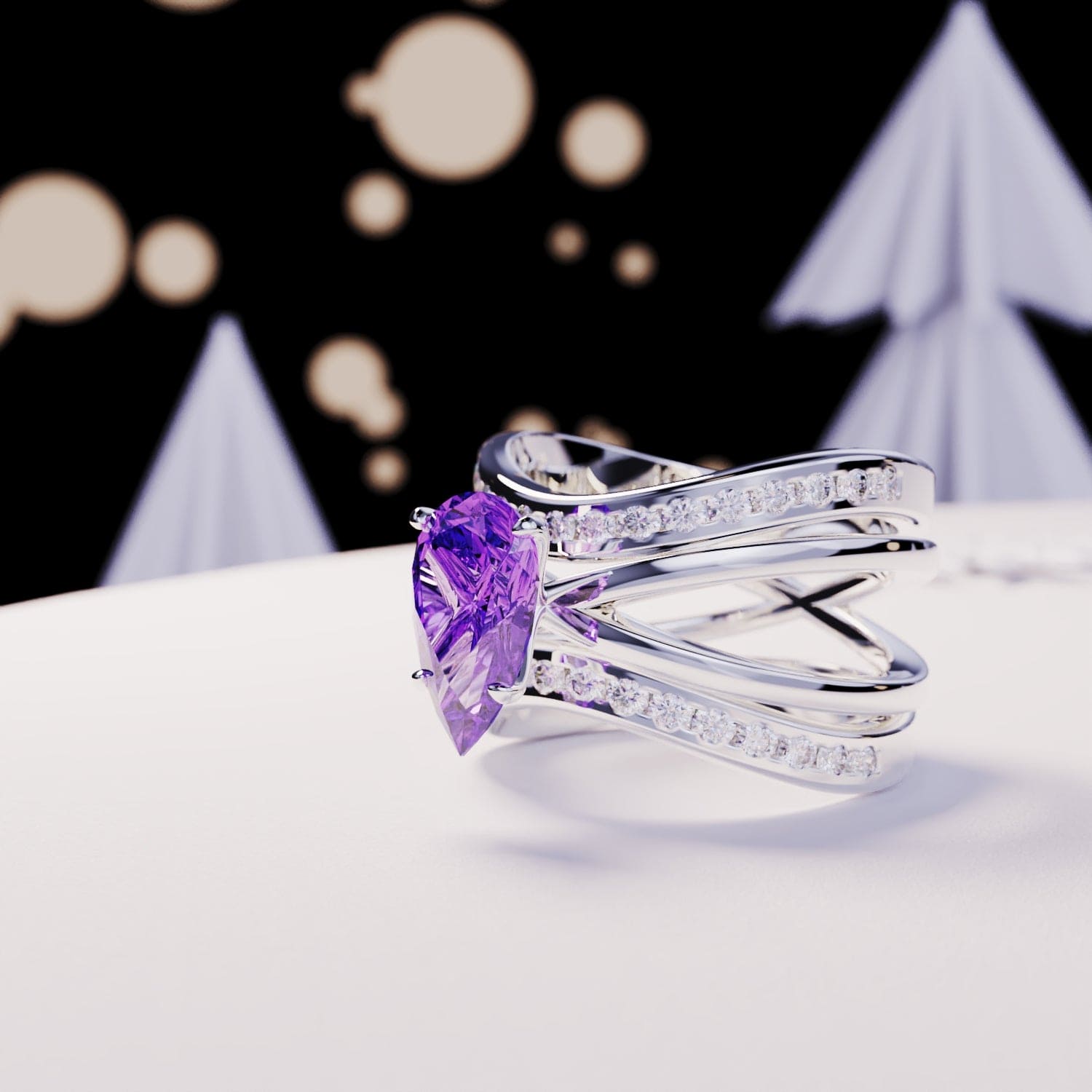 The Bride: Triple 3-In-1 Set Amethyst Ring - S925 Sterling Silver