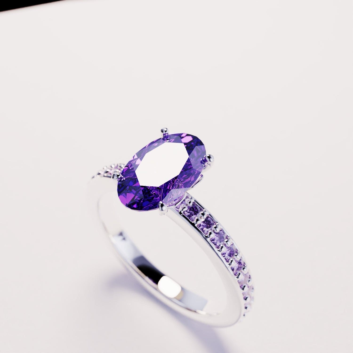 Lumine Grace: Oval Cut Amethyst Ring - S925 Sterling Silver