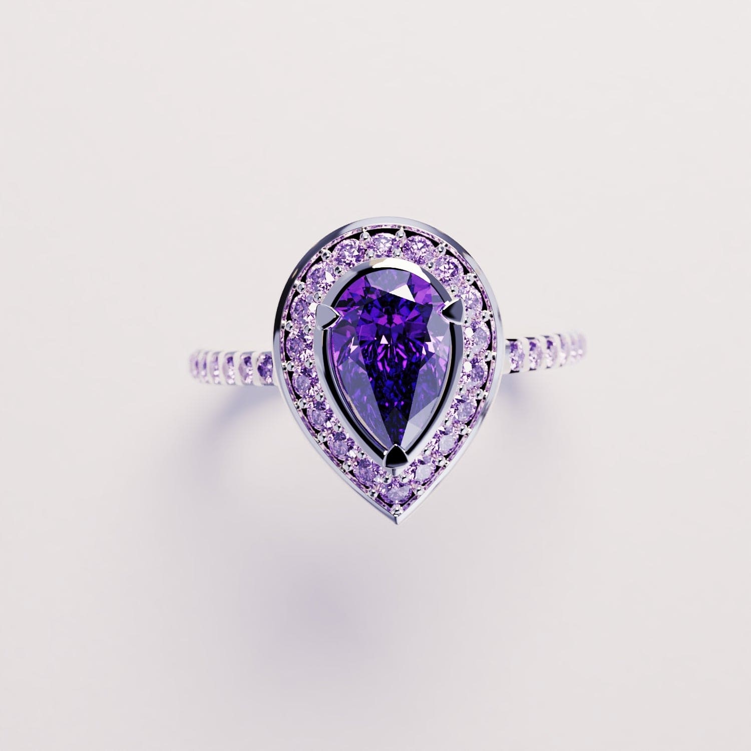 Violet Tear: Pear Cut Amethyst Ring - S925 Sterling Silver