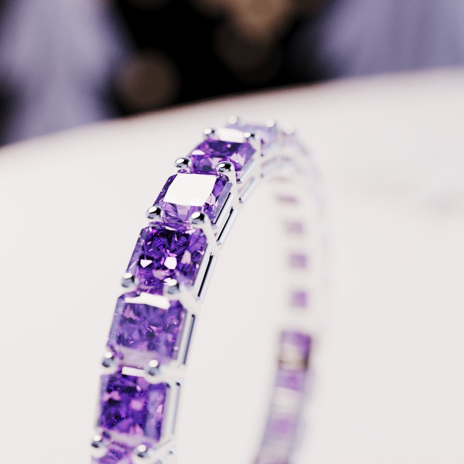 The Eternity: Amethyst Channel Ring - S925 Sterling Silver