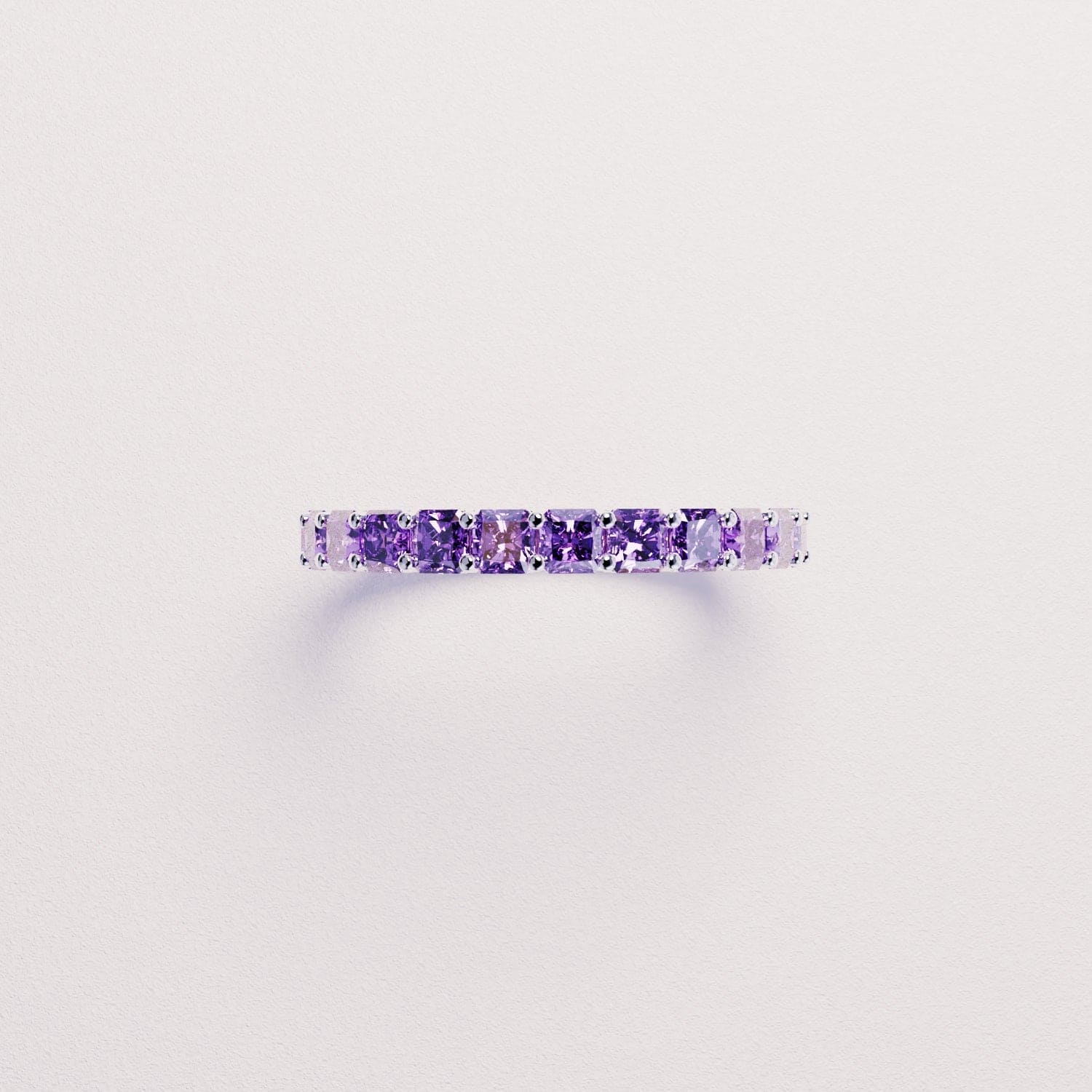 The Eternity: Amethyst Channel Ring - S925 Sterling Silver